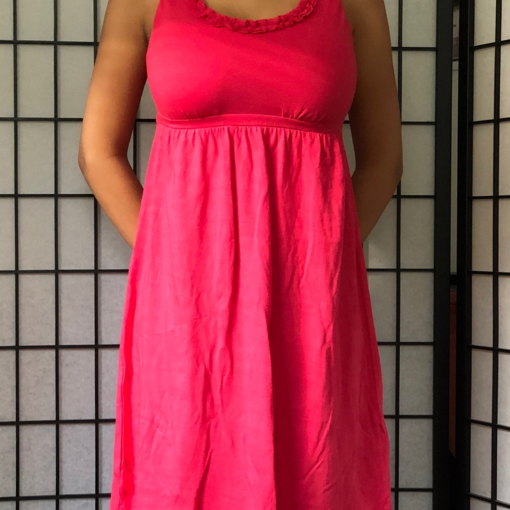 Ann Taylor LOFT pink tie ruffle dress